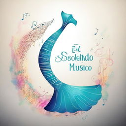 A fantasy-style image featuring only a glowing mermaid tail adorned with musical notes flowing like enchanted melodies