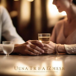 A close-up frame of just the hands of a couple touching with passionate love in a luxurious setting with the title 'Un año para amar'