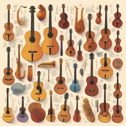 A book cover featuring a variety of musical instruments