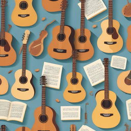 A book cover featuring a variety of musical instruments