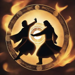 Generate a sacred book cover style image of a mystical world where heroes with various powers engage in an epic battle between celestial Yin and Yang energies