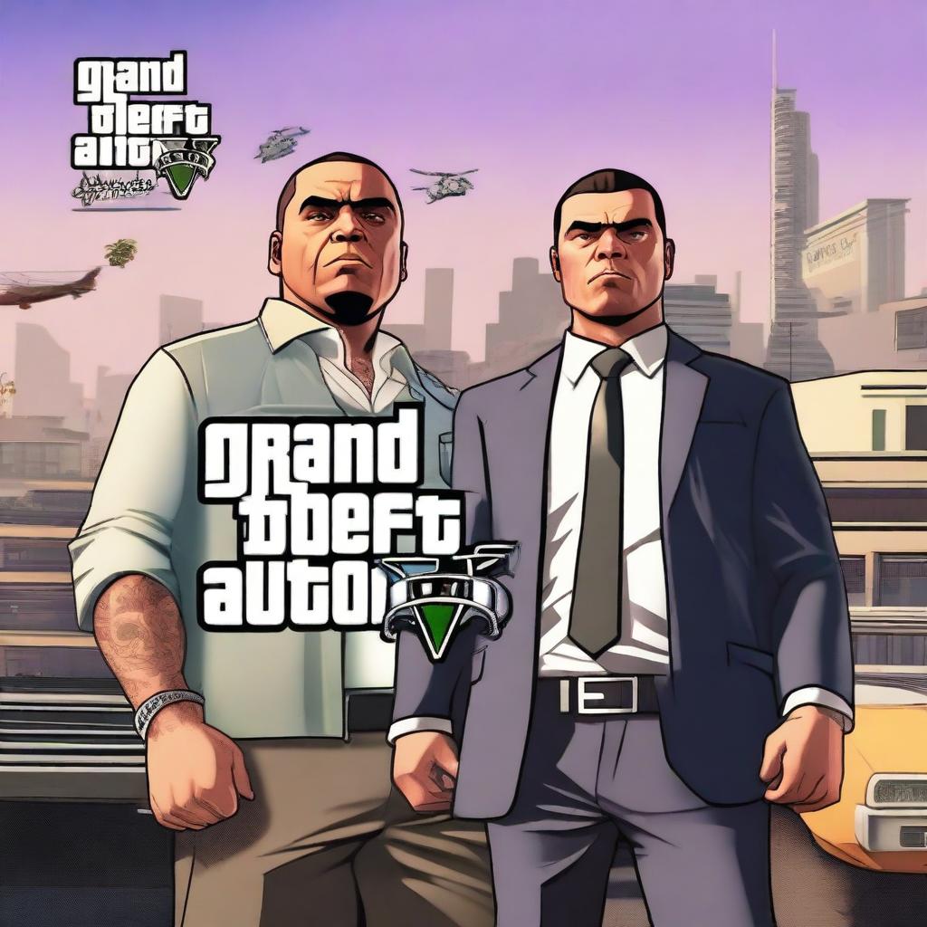 Create an image depicting Shay Jackson and his wife Lay in the vibrant and chaotic world of GTA5 Online
