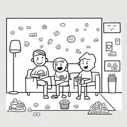 A stick figure scene representing a random movie night