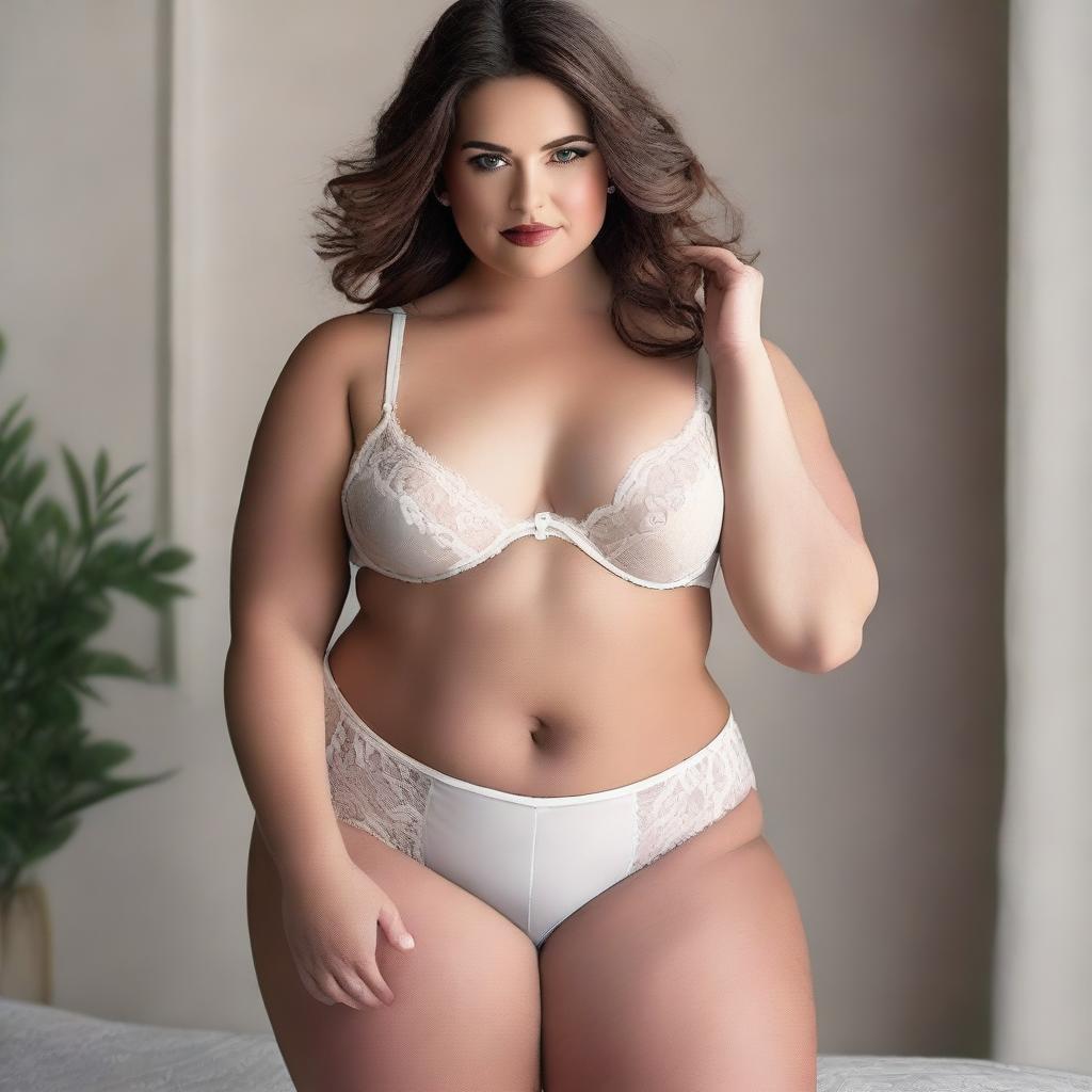 Create an image of Holli Would wearing white lingerie