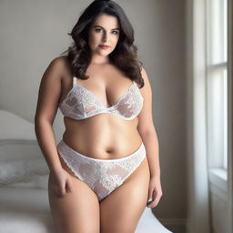 Create an image of Holli Would wearing white lingerie