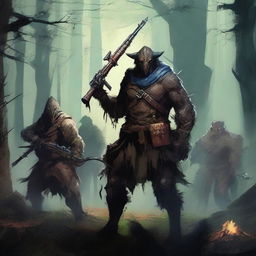 Create an image of a group of monster hunters