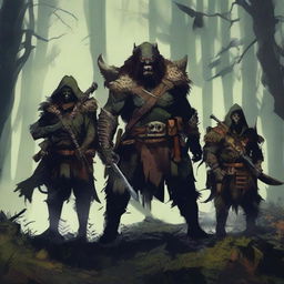 Create an image of a group of monster hunters