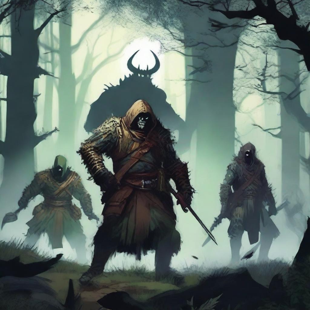 Create an image of a group of monster hunters