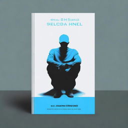 Create a book cover with light blue fluorescent letters against a blurred dark gray background