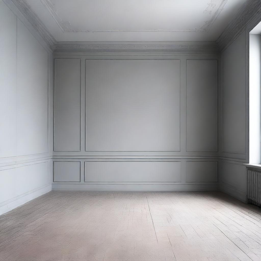 Create an image of an empty room with a gray faded background