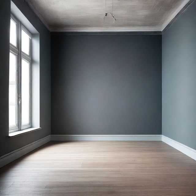 Create an image of an empty room with a dark gray faded background