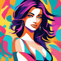 A stylized illustration of a beautiful girl with an alluring and confident demeanor