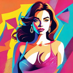 A stylized illustration of a beautiful girl with an alluring and confident demeanor