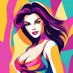 A stylized illustration of a beautiful girl with an alluring and confident demeanor