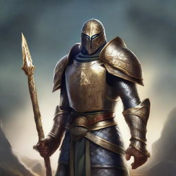 Create a detailed portrait of a serpentine, humanoid Paladin