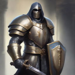 Create a detailed portrait of a serpentine, humanoid Paladin