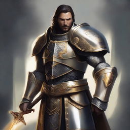 Create a detailed portrait of a serpentine, humanoid Paladin