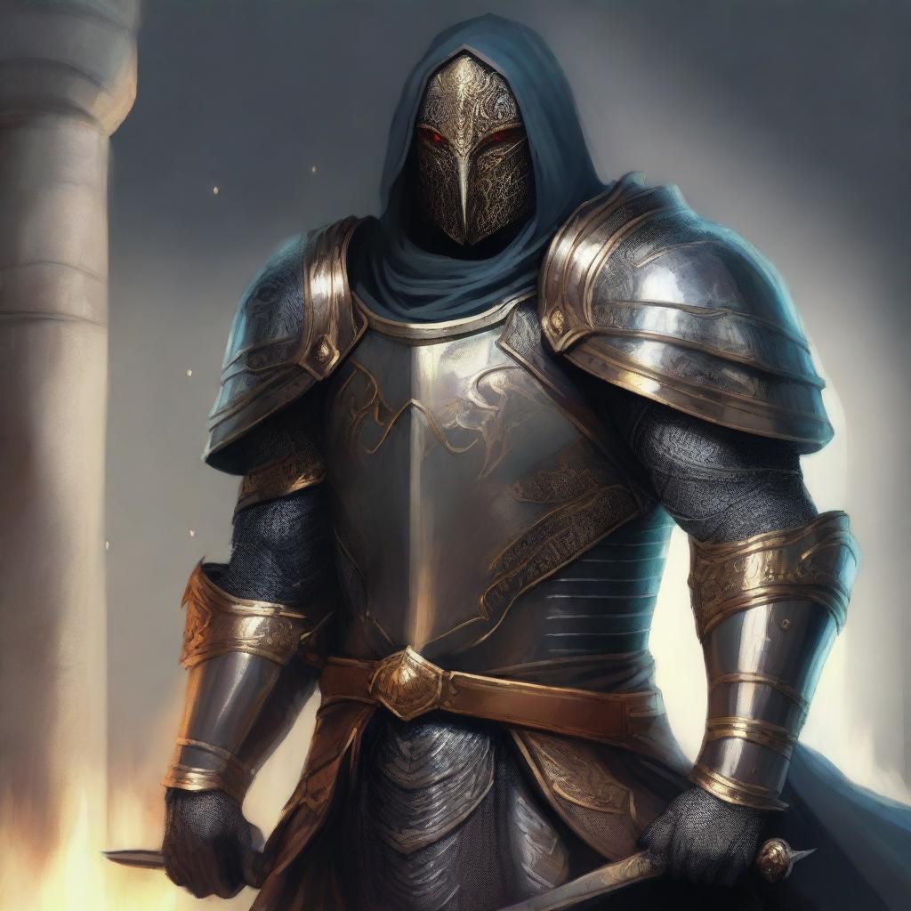 Create a detailed portrait of a serpentine, humanoid Paladin