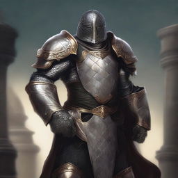 Create a detailed portrait of a serpentine Paladin