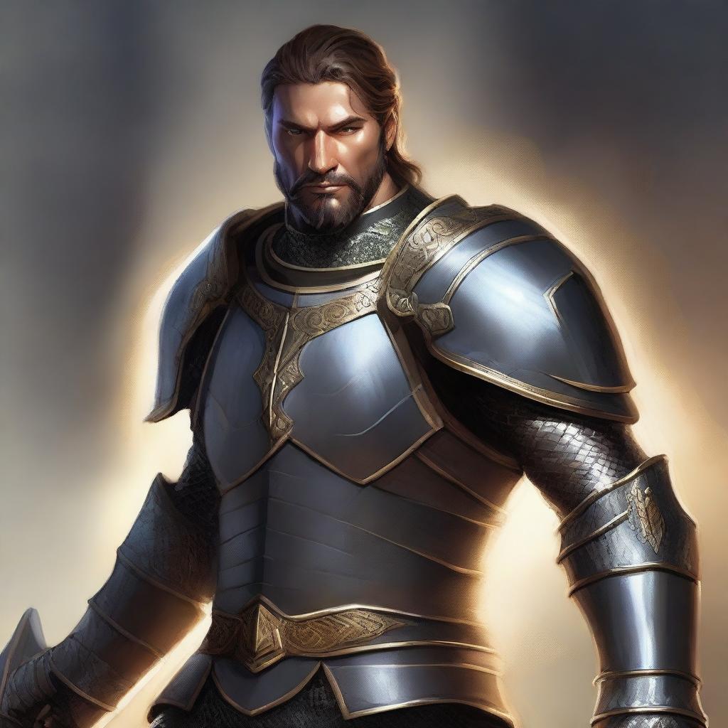 Create a detailed portrait of a serpentine Paladin