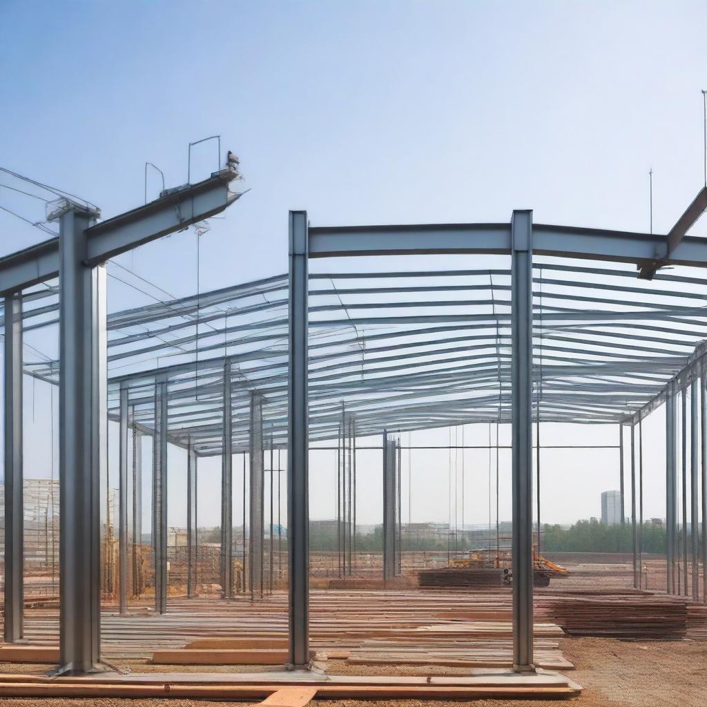 A detailed image of a steel beam structure used in civil construction