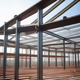 A detailed image of a steel beam structure used in civil construction