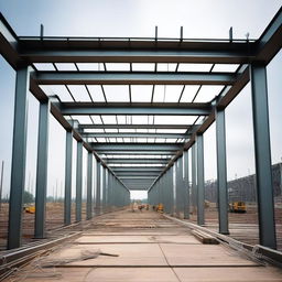 A detailed image of a steel beam structure used in civil construction