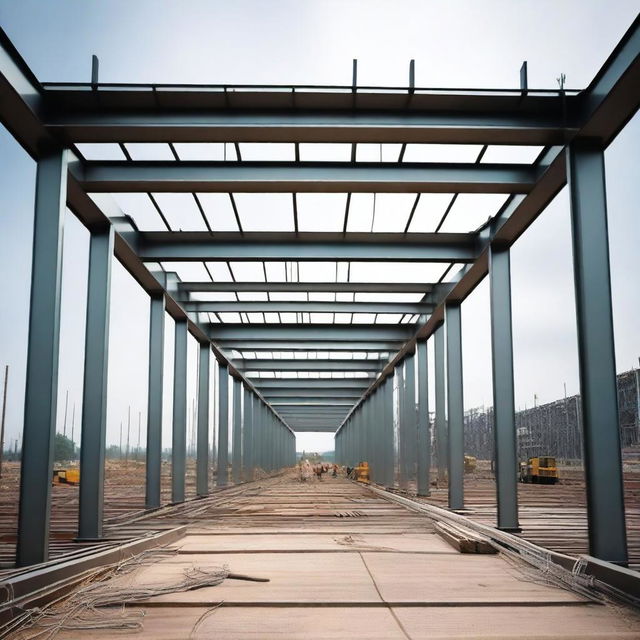 A detailed image of a steel beam structure used in civil construction