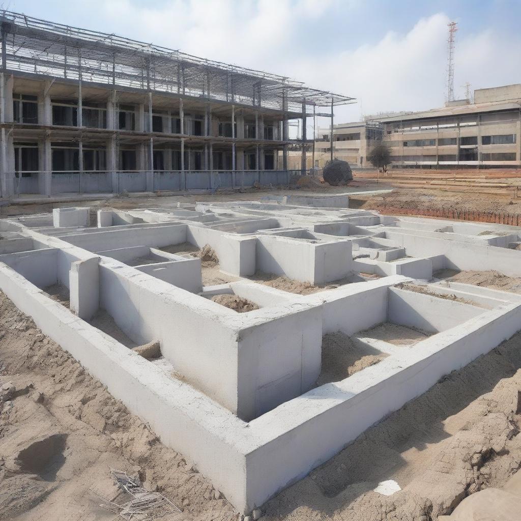 A detailed image of a concrete structure with interlocking joints used for assembling buildings and houses