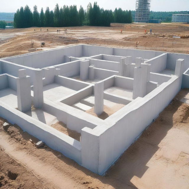 A detailed image of a concrete structure with interlocking joints used for assembling buildings and houses