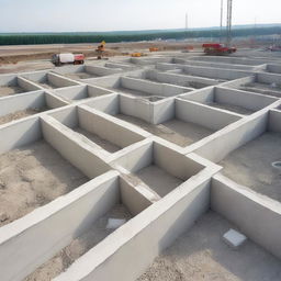 A detailed image of a concrete structure with interlocking joints used for assembling buildings and houses