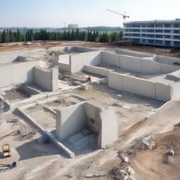 A detailed image of a concrete structure with interlocking joints used for assembling buildings and houses