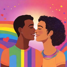 A heartwarming and inclusive illustration for an ebook cover featuring LGBTQ love