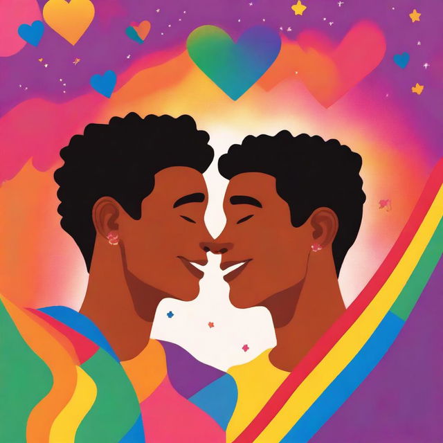 A heartwarming and inclusive illustration for an ebook cover featuring LGBTQ love