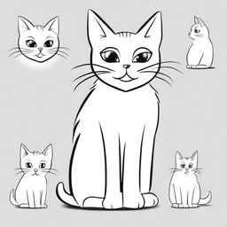 An illustrated step-by-step tutorial on how to draw a simple cartoon cat