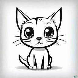 An illustrated step-by-step tutorial on how to draw a simple cartoon cat