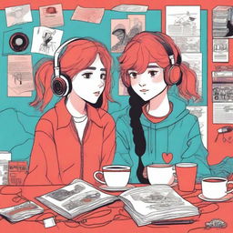 A scene featuring a teenage couple connected by a red thread of fate