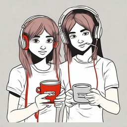 An image of two adolescents with a cup of coffee