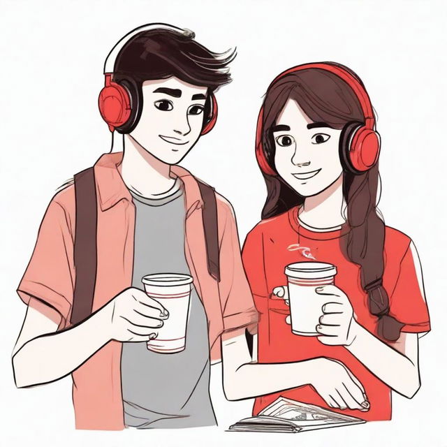 An image of two adolescents with a cup of coffee