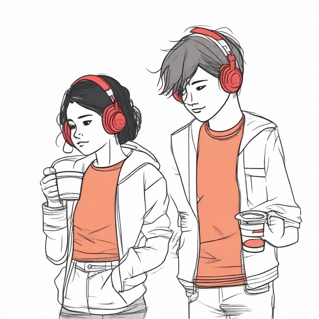 An image of two adolescents who appear as strangers, with a cup of coffee