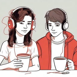 An image of two adolescents who appear as strangers, with a cup of coffee