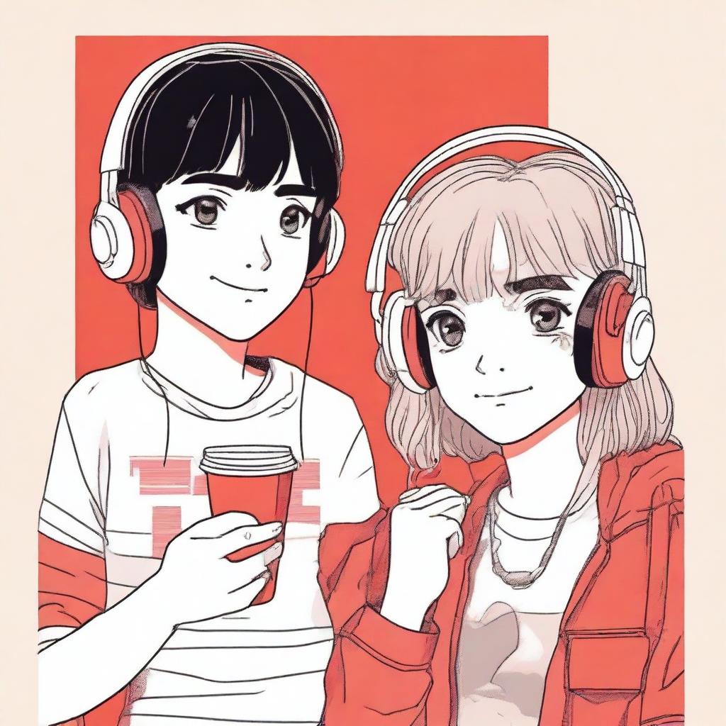 An image of two adolescents who appear as strangers, with a cup of coffee