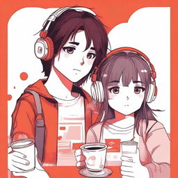 An image of two adolescents who appear as strangers, with a cup of coffee