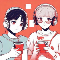 An image of two adolescents who appear as strangers, with a cup of coffee