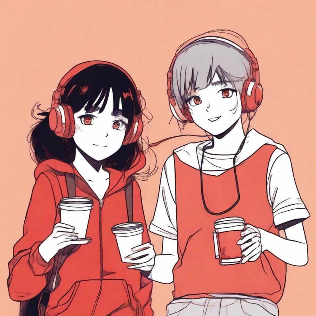 An image of two adolescents who appear as strangers, with a cup of coffee