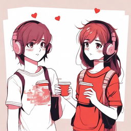 An image of two adolescents who appear as strangers, with a cup of coffee