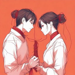 An image of a couple with a red background