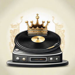 A detailed illustration of a crown placed on top of a turntable