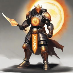 A solar-powered large warforged with a miniature sun as its core