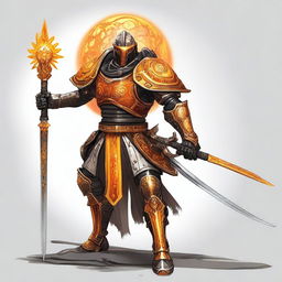 A solar-powered large warforged with a miniature sun as its core